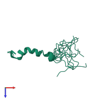 PDB entry 2kj7 coloured by chain, ensemble of 10 models, top view.