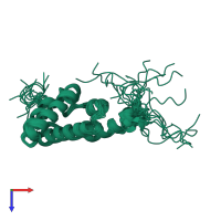 PDB entry 2kj8 coloured by chain, ensemble of 20 models, top view.