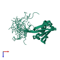 PDB entry 2kjr coloured by chain, ensemble of 20 models, top view.