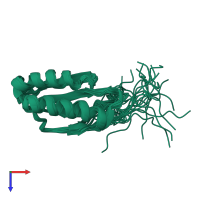 PDB entry 2kjw coloured by chain, ensemble of 20 models, top view.