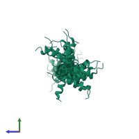 PDB entry 2kjy coloured by chain, ensemble of 20 models, side view.