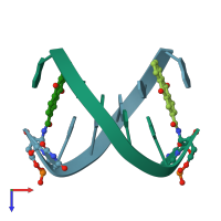 PDB entry 2kk5 coloured by chain, ensemble of 3 models, top view.