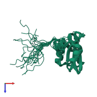 PDB entry 2kk6 coloured by chain, ensemble of 20 models, top view.