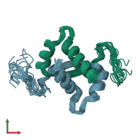 PDB entry 2kke coloured by chain, ensemble of 20 models, front view.