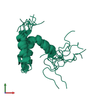 PDB entry 2kkj coloured by chain, ensemble of 10 models, front view.