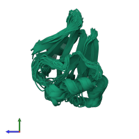 PDB entry 2kkn coloured by chain, ensemble of 20 models, side view.