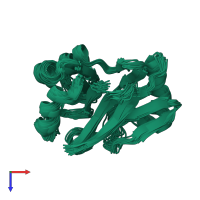 PDB entry 2kkn coloured by chain, ensemble of 20 models, top view.