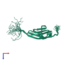 PDB entry 2kkq coloured by chain, ensemble of 20 models, top view.