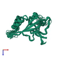 PDB entry 2kku coloured by chain, ensemble of 20 models, top view.