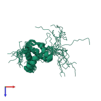 PDB entry 2kkv coloured by chain, ensemble of 20 models, top view.