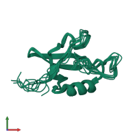 PDB entry 2kl1 coloured by chain, ensemble of 10 models, front view.