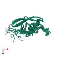 PDB entry 2kl1 coloured by chain, ensemble of 10 models, top view.