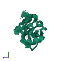 PDB entry 2kl2 coloured by chain, ensemble of 20 models, side view.