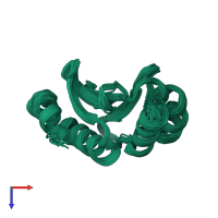 PDB entry 2kl4 coloured by chain, ensemble of 20 models, top view.