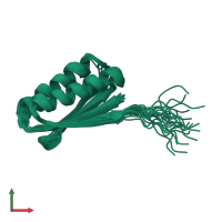 PDB entry 2kl8 coloured by chain, ensemble of 20 models, front view.