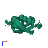 PDB entry 2klc coloured by chain, ensemble of 20 models, top view.