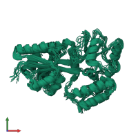 PDB entry 2klf coloured by chain, ensemble of 10 models, front view.