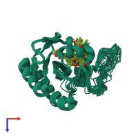 PDB entry 2kli coloured by chain, ensemble of 20 models, top view.