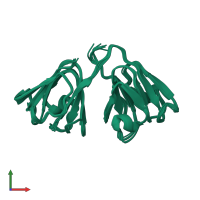 PDB entry 2klj coloured by chain, ensemble of 10 models, front view.