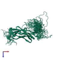 PDB entry 2kls coloured by chain, ensemble of 20 models, top view.