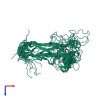 PDB entry 2klt coloured by chain, ensemble of 20 models, top view.