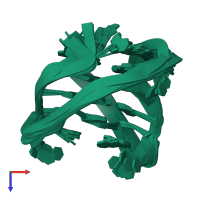 PDB entry 2km3 coloured by chain, ensemble of 10 models, top view.