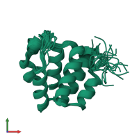 PDB entry 2km6 coloured by chain, ensemble of 20 models, front view.