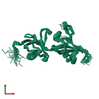 PDB entry 2kma coloured by chain, ensemble of 20 models, front view.