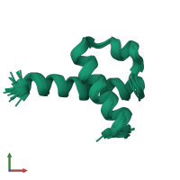 PDB entry 2kmu coloured by chain, ensemble of 20 models, front view.