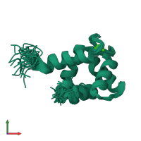 PDB entry 2kn2 coloured by chain, ensemble of 30 models, front view.