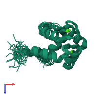 PDB entry 2kn2 coloured by chain, ensemble of 30 models, top view.