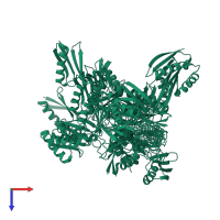 PDB entry 2kn4 coloured by chain, ensemble of 20 models, top view.