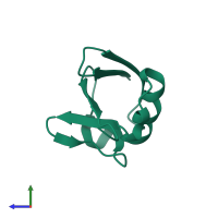 Ubiquitin in PDB entry 2kn5, assembly 1, side view.