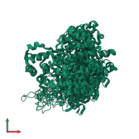 PDB entry 2kn6 coloured by chain, ensemble of 20 models, front view.