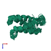 PDB entry 2knd coloured by chain, ensemble of 20 models, top view.