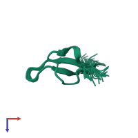 PDB entry 2kni coloured by chain, ensemble of 25 models, top view.