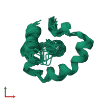 PDB entry 2ko2 coloured by chain, ensemble of 10 models, front view.