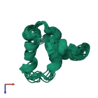 PDB entry 2ko2 coloured by chain, ensemble of 10 models, top view.