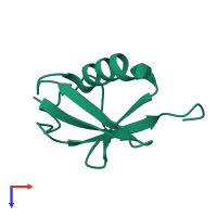 Monomeric assembly 1 of PDB entry 2kox coloured by chemically distinct molecules, top view.
