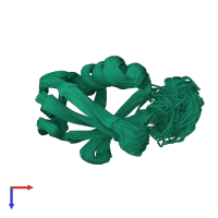 PDB entry 2kox coloured by chain, ensemble of 640 models, top view.