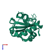 PDB entry 2kp1 coloured by chain, ensemble of 10 models, top view.