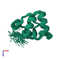 PDB entry 2kp6 coloured by chain, ensemble of 20 models, top view.