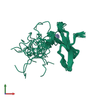 PDB entry 2kpi coloured by chain, ensemble of 20 models, front view.