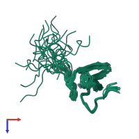 PDB entry 2kpi coloured by chain, ensemble of 20 models, top view.