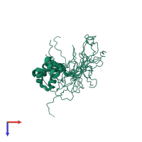 PDB entry 2kpj coloured by chain, ensemble of 20 models, top view.