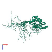 PDB entry 2kpm coloured by chain, ensemble of 20 models, top view.