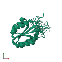PDB entry 2kpo coloured by chain, ensemble of 20 models, front view.