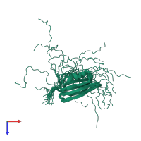 PDB entry 2kpp coloured by chain, ensemble of 20 models, top view.