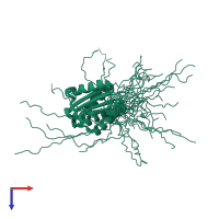 PDB entry 2kpt coloured by chain, ensemble of 20 models, top view.