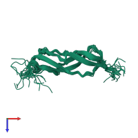 PDB entry 2kpu coloured by chain, ensemble of 20 models, top view.